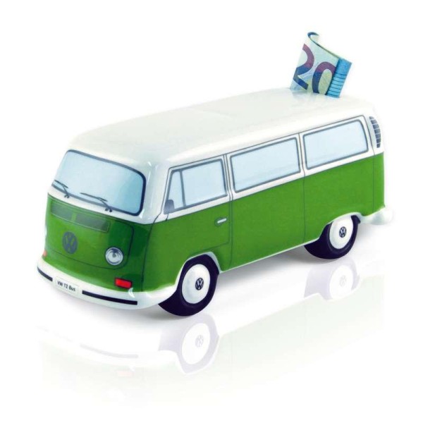 VW T2 Bus Spardose Keramik in Geschenkebox - grün