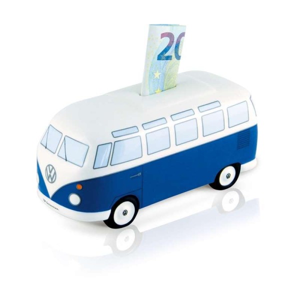 VW T1 Bus Spardose Keramik in Geschenkebox - classic blau