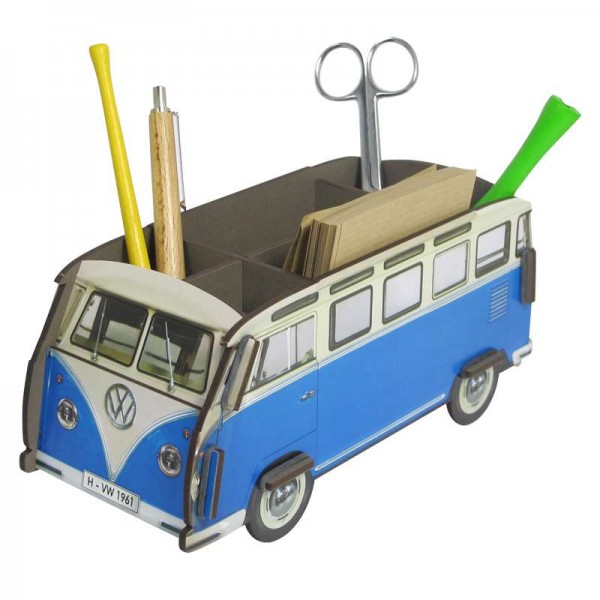 VW T1 Bus Stiftebox - blau/weiss